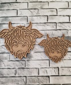 Alternative view of Highland cow layered face