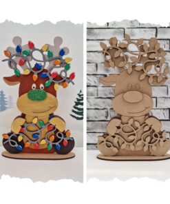 Reindeer lights plaque on base