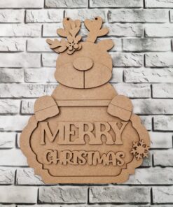 Reindeer holding road sign, Merry Chrismtas 2025