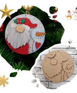 Gnome Santa and Snowman on circle