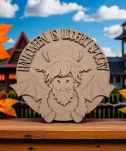 Highland bat - 23cm round plaque