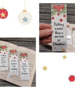 Christmas bookmarks – Red bow and bauble