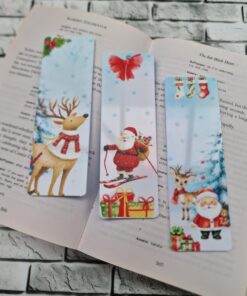 Christmas bookmark - pastel Santa reindeer