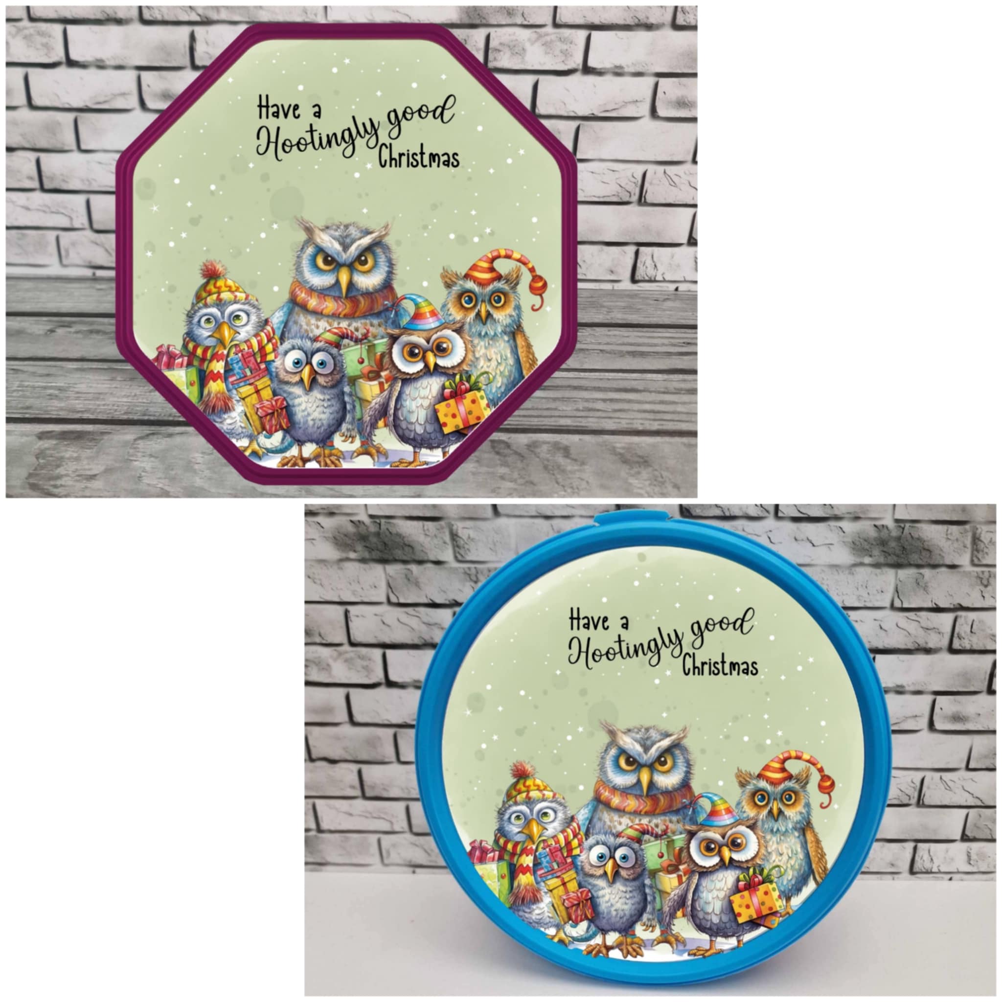 Chocolate tub stickers - green owl