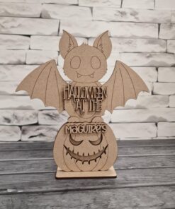 Halloween at Bat Pumpkin on a base