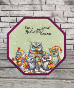 Alternative view of Chocolate tub stickers - green owl