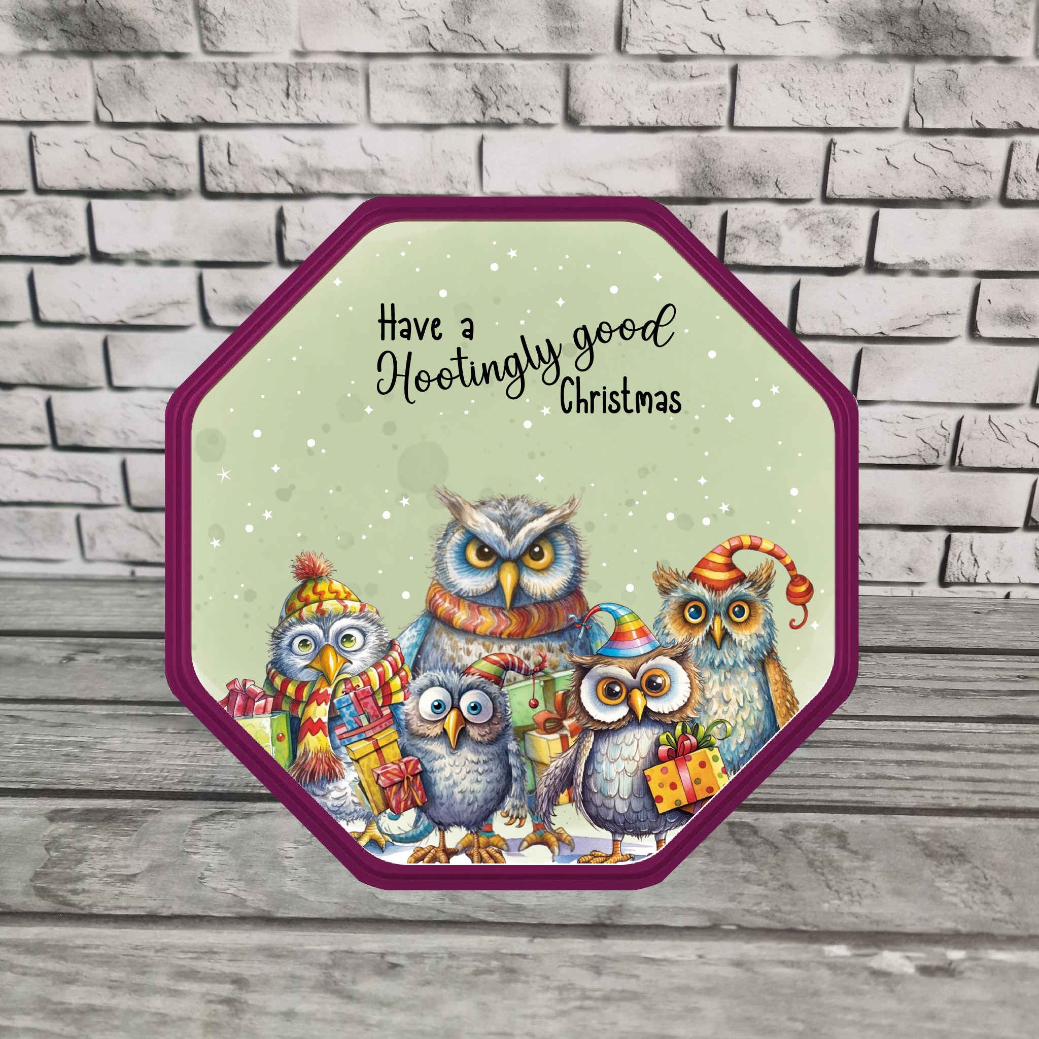 Chocolate tub stickers - green owl - Image 2