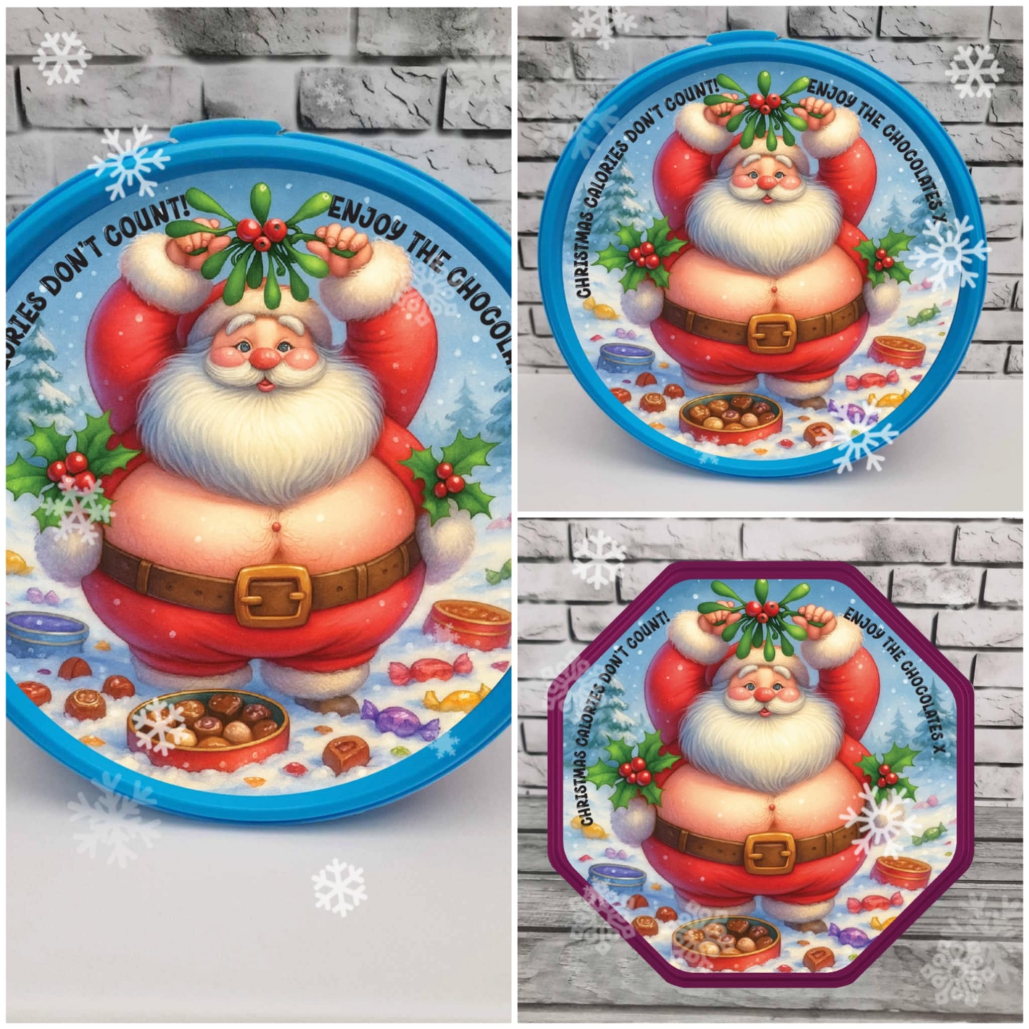 Chocolate tub sticker santa calories dont count