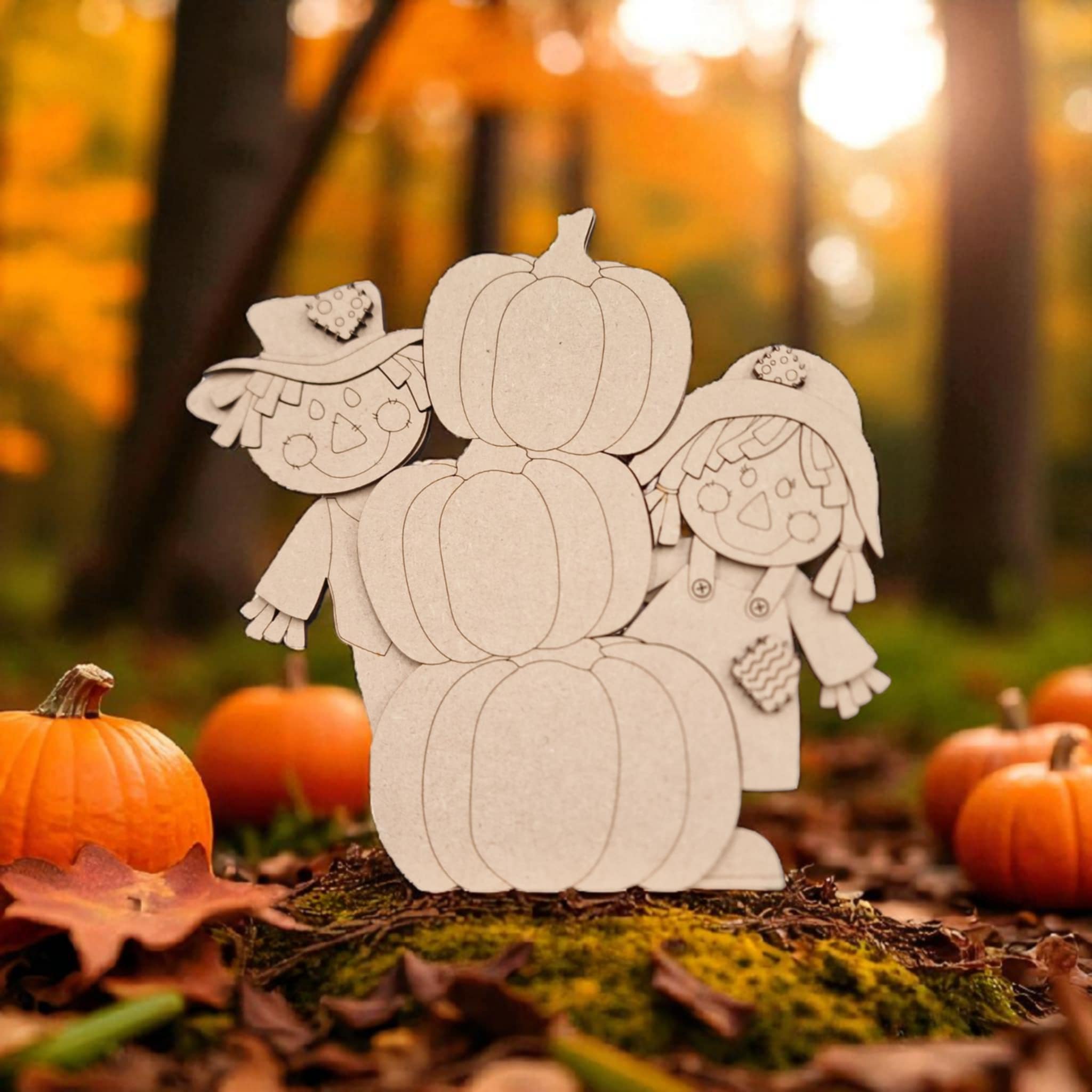 scarecrows with pumpkins