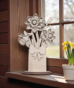 Mini daffodils in box vase