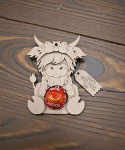 Highland cow - round chocolate bauble