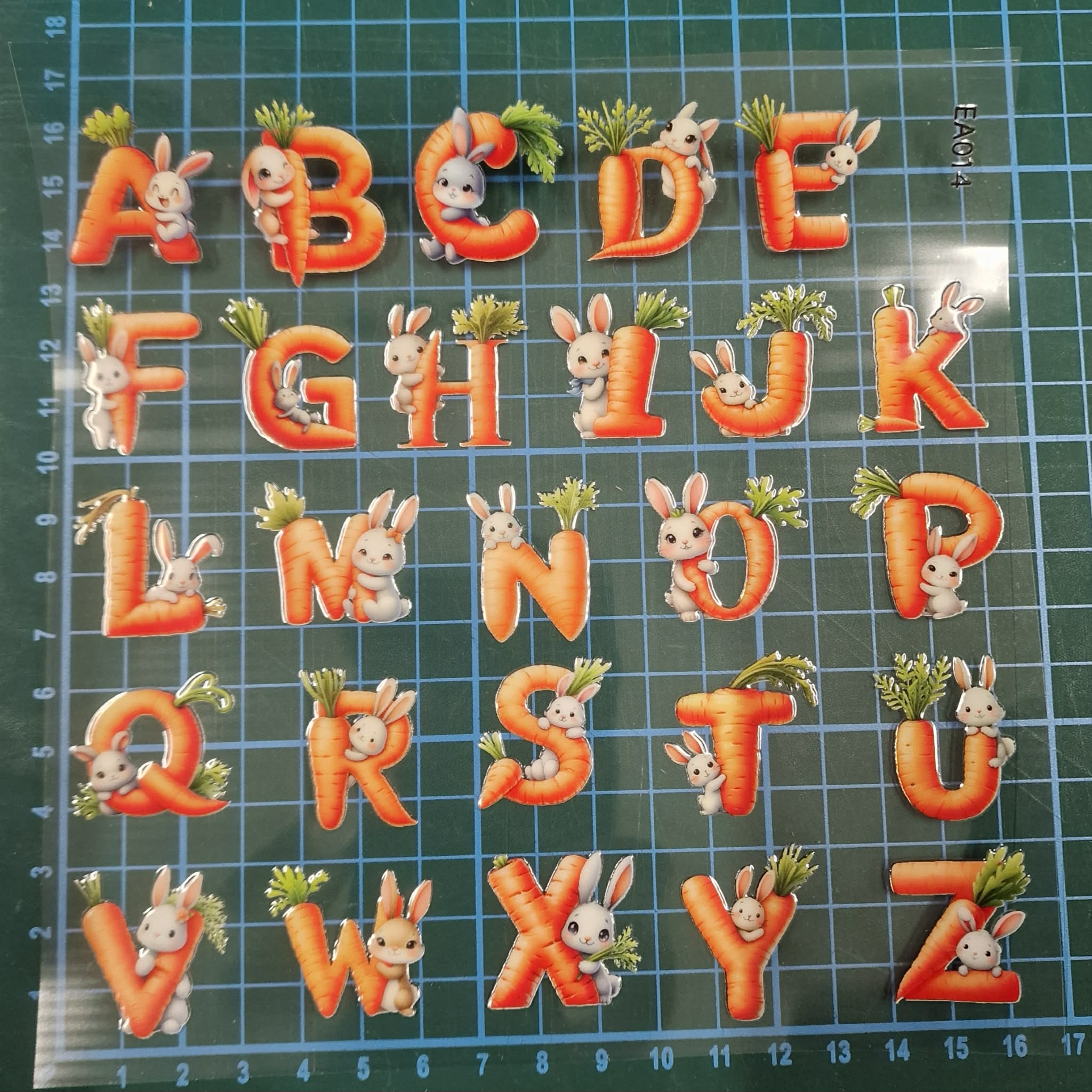 UV DTF - EA 014 Bunny carrot mini letters
