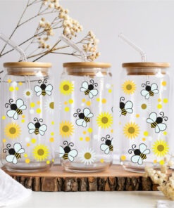 UV DTF – WRP 054 - Libbey wrap Bee daisy