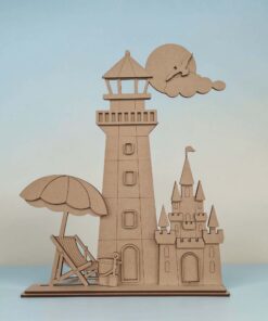 Lighthouse Chair and Sandcastle