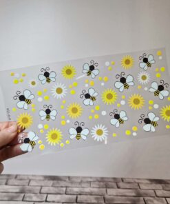 Alternative view of UV DTF – WRP 054 - Libbey wrap Bee daisy