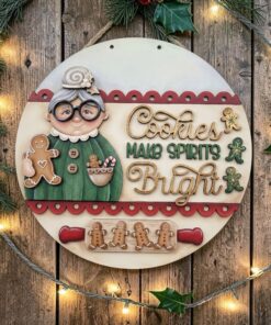 Mrs Claus baking Cookies 23cm round