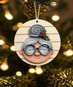 Mrs Claus on round bauble
