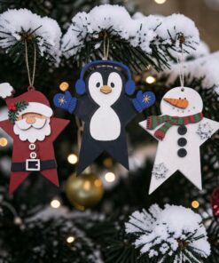 Star Santa Penguin and Snowman bauble