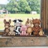 Farm animal group on a base