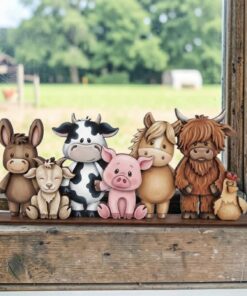 Farm animal group on a base