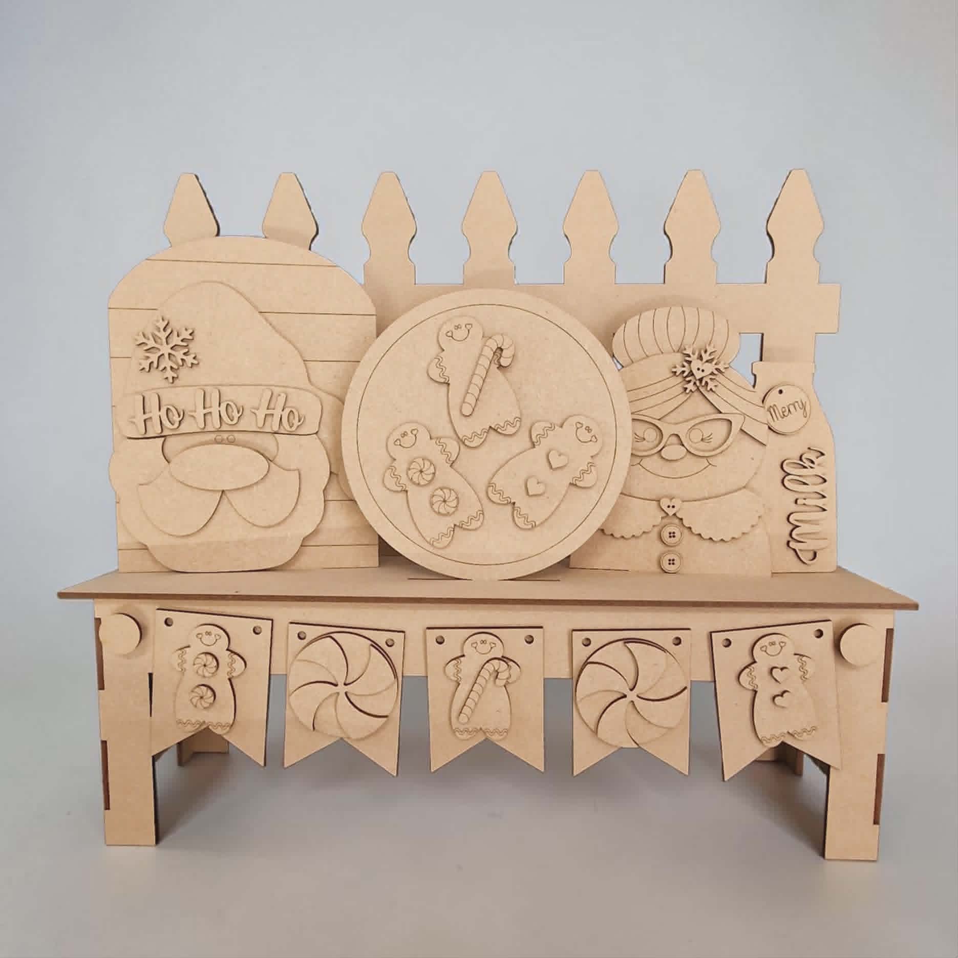Fence Bench - Santa and Mrs Claus