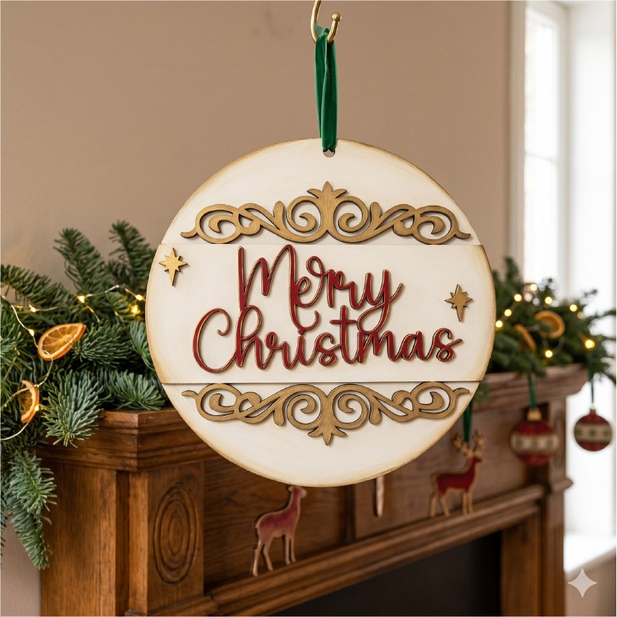 Merry Christmas fancy 18cm round