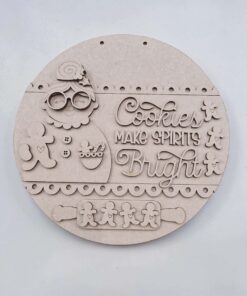 Mrs Claus baking Cookies 23cm round