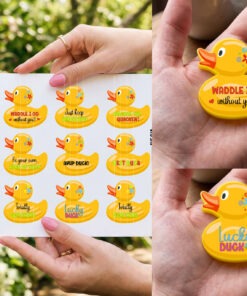UV DTF - MS 034-045 - Happy DUCK Keyring / magnet - 4 pack