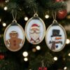 Oval trio baubles Santa, Snowman & Gingerbread