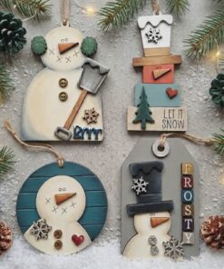 Prim Snowmen baubles 4 in set