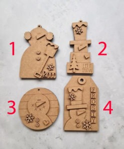 Alternative view of Prim Snowmen baubles 4 in set