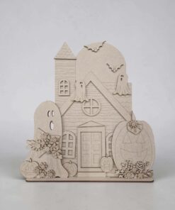 Pumpkin Ghost house large plaque