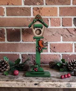 Robin Birdhouse Christmas on a base