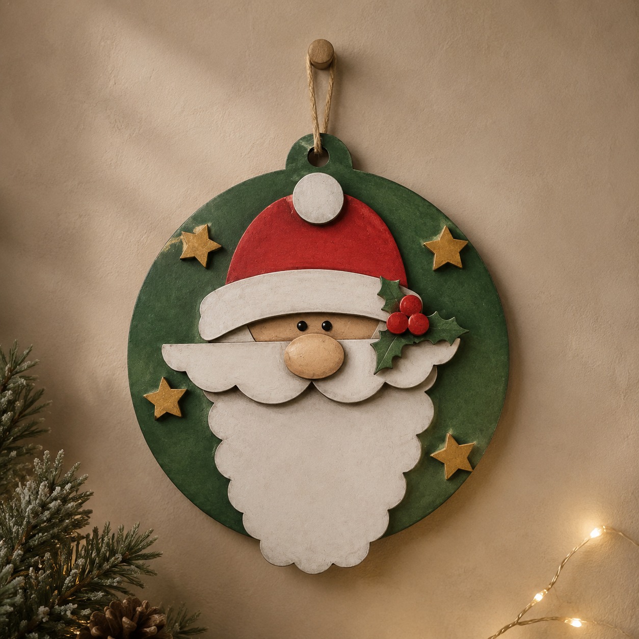 Santa Straight Moustache 18cm round