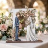 Wedding couple with floral arch