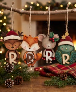 Woodland Animals Holding Letter Baubles