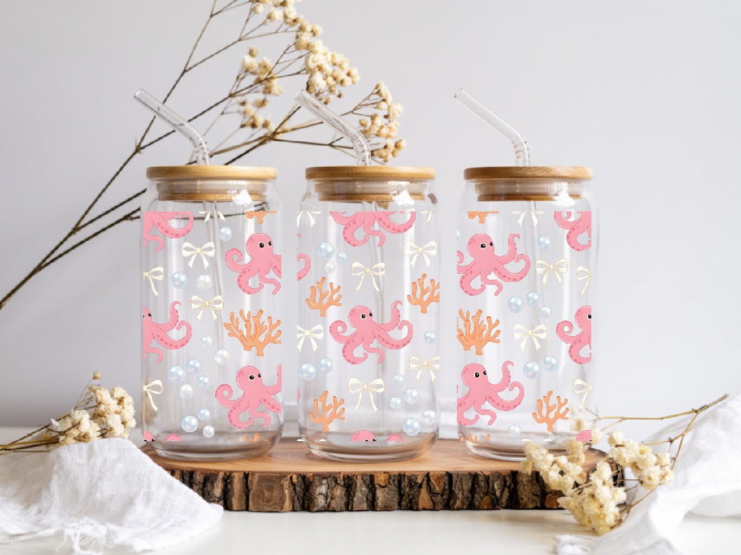 UV DTF – WRP 122- Libbey wrap octopus pearl