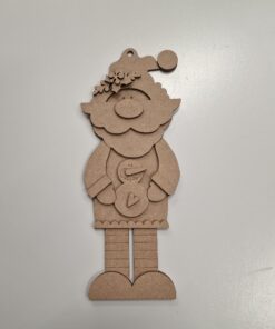Alternative view of Tall Santa in pjs with snowman 25cm