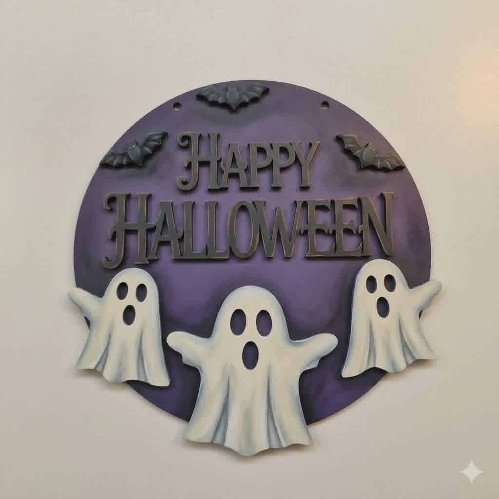 Happy Halloween 3 ghost 20cm round