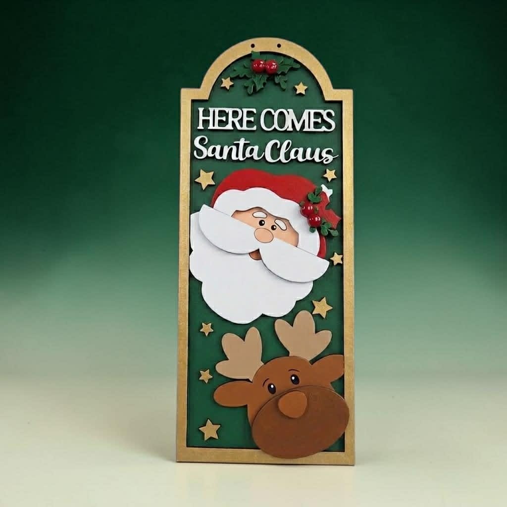 Here comes Santa Claus tall frame
