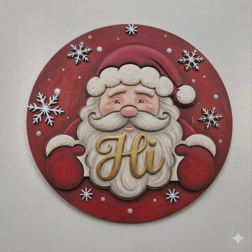 Hi Cheeky Santa plaque 23cm