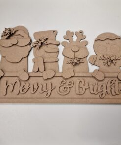 Alternative view of Merry & Bright bunch of characters sign