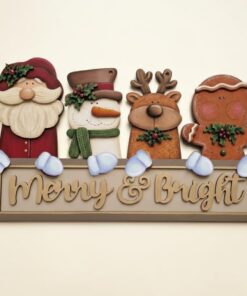Merry & Bright bunch of characters sign