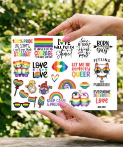 UV DTF – SHE 021 sheet of mixed Pride decals