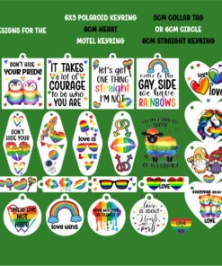Alternative view of UV DTF – SHE 022 sheet of mixed Pride for keyrings