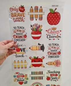 Alternative view of UV DTF – SHE 030 large sheet of teacher decals