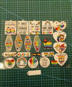 Alternative view of UV DTF – SHE 022 sheet of mixed Pride for keyrings