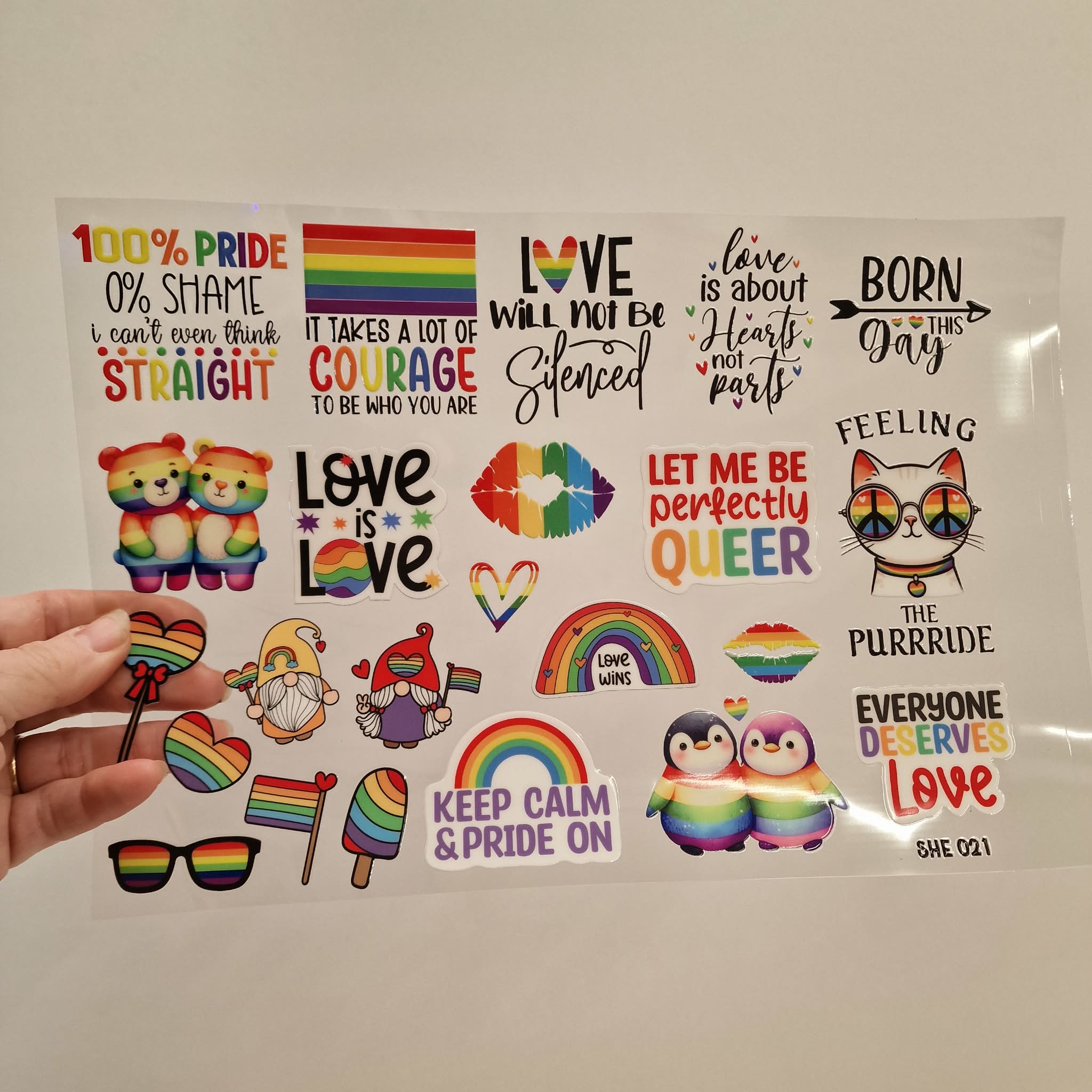 UV DTF – SHE 021 sheet of mixed Pride decals - Image 2