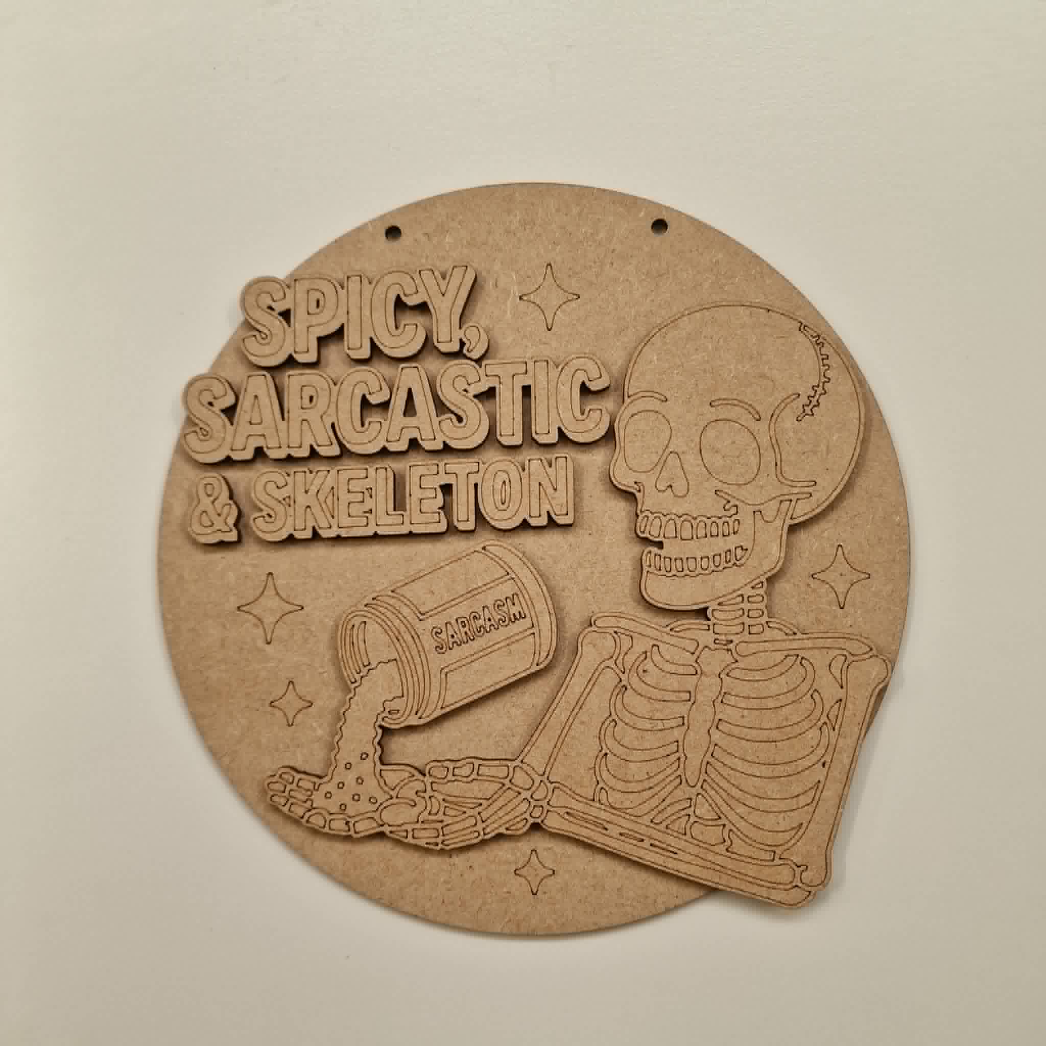 Spicey Sarcastic skeleton 20cm round
