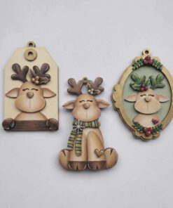 Reindeer trio frame baubles